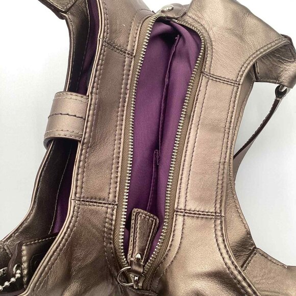 Coach Soho Lynn Metallic Bronze Leather Buckle Shoulder Bag - Picture 9 of 12
